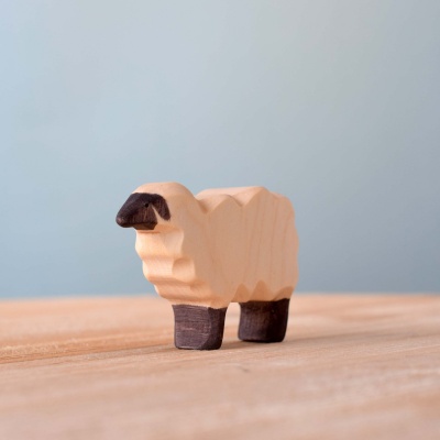 Handcrafted wooden sheep toy by Bumbu Toys.