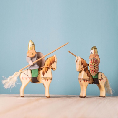 Dacian Knight and horse set arranged in a creative play scene with other figures or landscape elements.