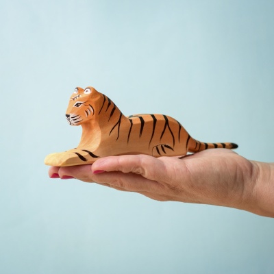 Hand-painted lying tiger toy, safe non-toxic colors