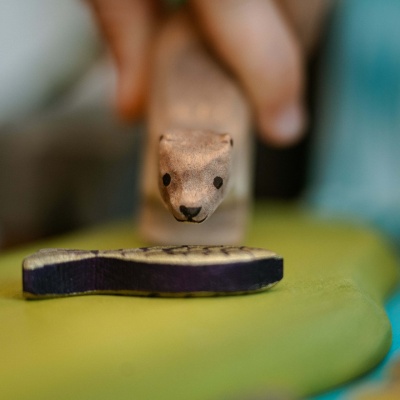 Playful Wooden Otter Family Group by Bumbutoys