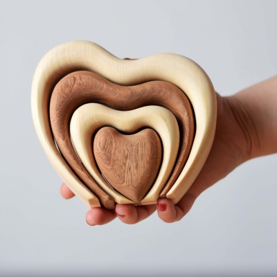 Artfully crafted nested hearts from BumbuToys, celebrating affection and connection.