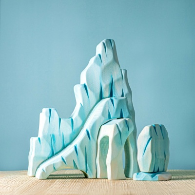Soothing blue and white hand-painted Icy Cliffs by BumbuToys, fostering a calming play environment.