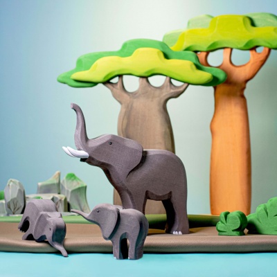 Artisanal Bimbi Elephant Small from BumbuToys, celebrating the beauty of the animal kingdom