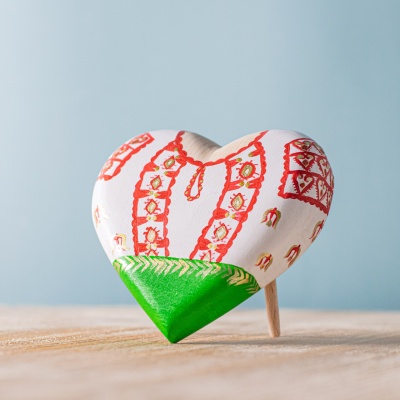 Heart Shaped Red And Green Folk Blouse