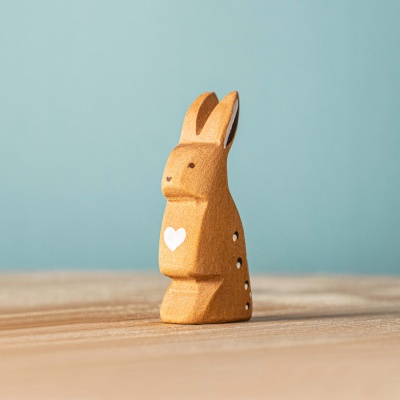 BumbuToys' Careful Rabbit, with perked ears, carved to perfection in a watchful stance.