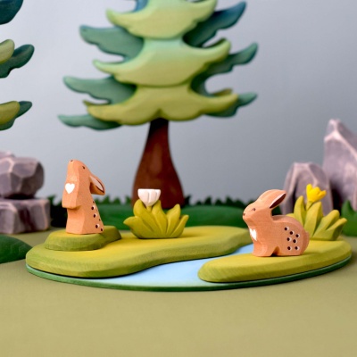 Calm Blue River Wooden Model