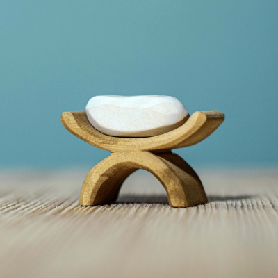 Handmade Jesus Child figurine with wooden crib by BumbuToys