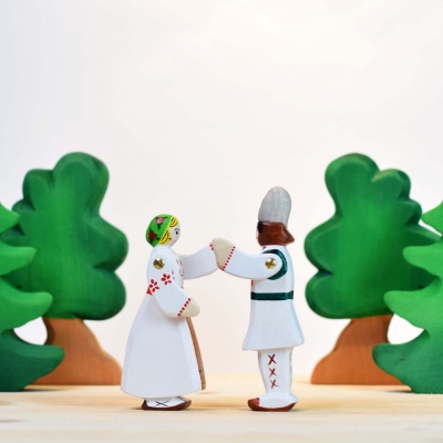 Peasant Woman toy alongside other Bumbu folklore characters