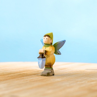 Artisanal Elf figurine with wings and lamp from Bumbutoys.