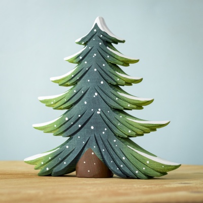Snowy Fir Tree Large handcrafted wooden toy with white snowy details.