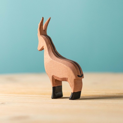 Eco-friendly wooden Mountain Goat by BumbuToys, ready for imaginative play