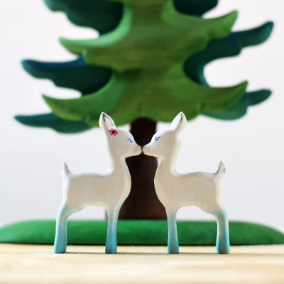 Eco-friendly White Blue Fawn toy from BumbuToys, designed for sustainable enchantment