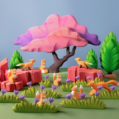 Artisanal Hand-Painted Fox Cub Figurine