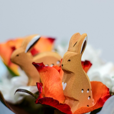 The wooden Careful Rabbit from BumbuToys, a detailed figure inspiring stories of forest life.