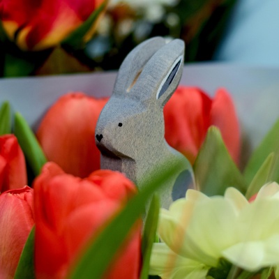 BumbuToys' Grey Sitting Rabbit, an endearing figure that embodies the tranquility of woodland creatures.