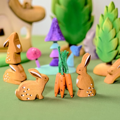 Artisanal Sitting Rabbit from BumbuToys, sitting quietly, ready to hop into a world of play.