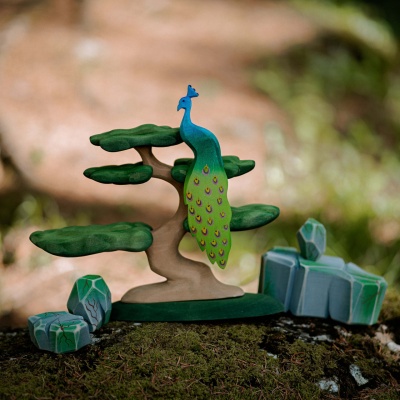 Colorful Peacock Wooden Toy for Children