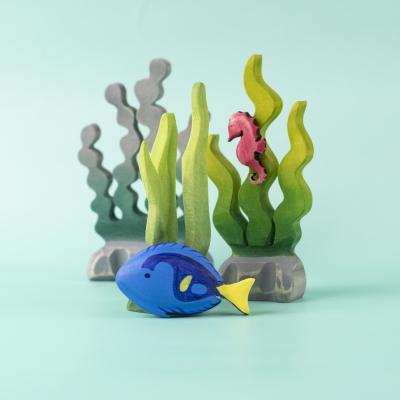 Royal Blue Fish in an underwater-themed play scene with seaweed and seahorse