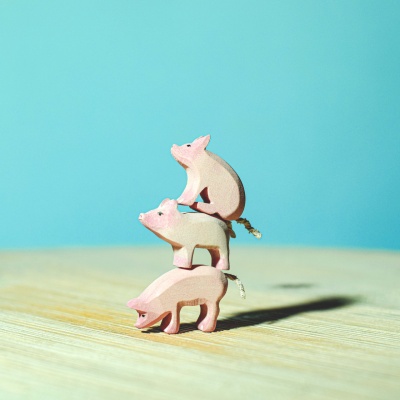 Eco-friendly Piglet Standing figurine, lovingly crafted by BumbuToys