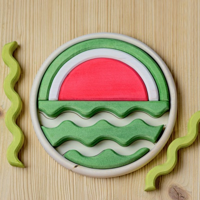 Sustainable Wooden Watermelon Puzzle for Kids