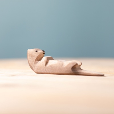 Natural Wood Otter in Sleeping Pose