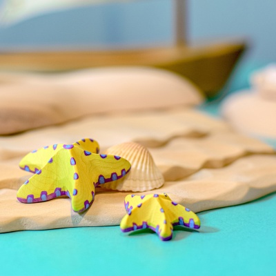 Different sizes in the Yellow Starfish Set, ideal for educational comparisons