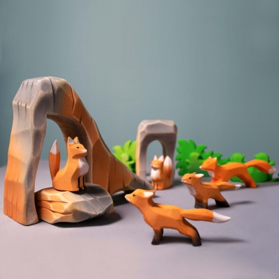 Eco-Friendly Wooden Sitting Fox Figure