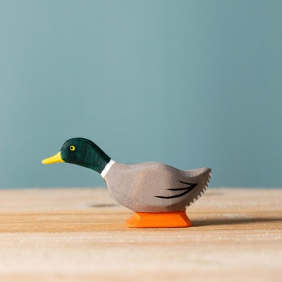 Realistic Wooden Mallard Duck Figure for Kids