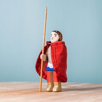 Wooden St. George figurine, side profile showcasing the craftsmanship.
