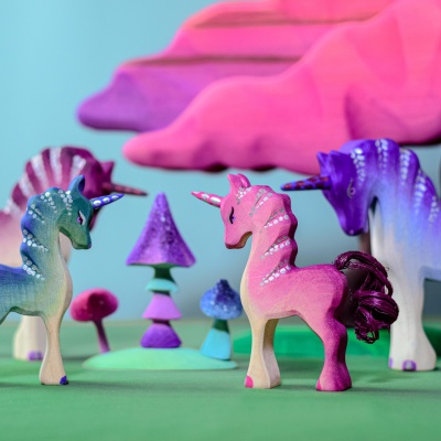 Whimsical Wooden Purple Unicorn by BumbuToys for Creative Fun
