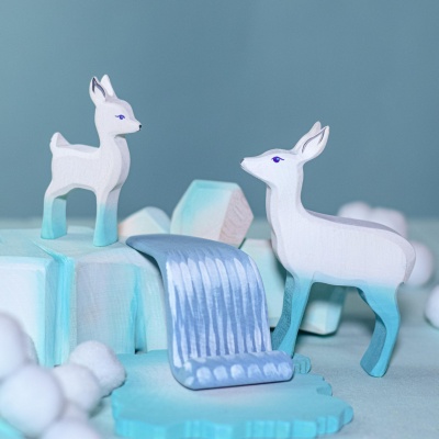 Minimalist white-blue deer toy, perfect for home decor