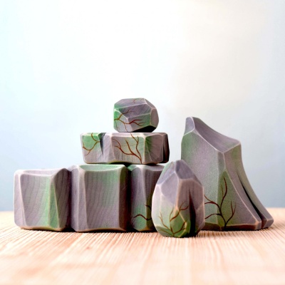 Set of Eco-Friendly Moss-Covered Rocks for Play