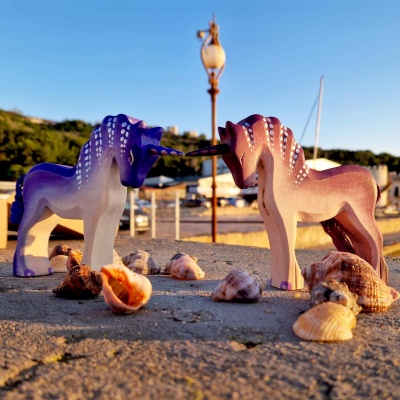 Radiant Pink Unicorn Wooden Figure - A Touch of Magic