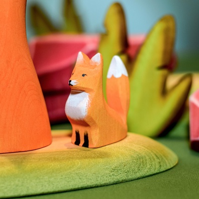 Imaginative Fox Family Wooden Sculpture