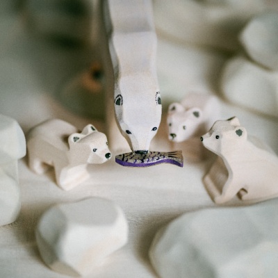 Hand-painted Small Polar Bear by BumbuToys, a touch of the Arctic in your hand.