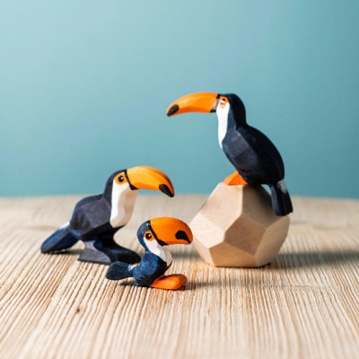 Handcrafted Wooden Toucan Family Set