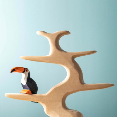 Artisanal Sitting Toucan Wooden Figure
