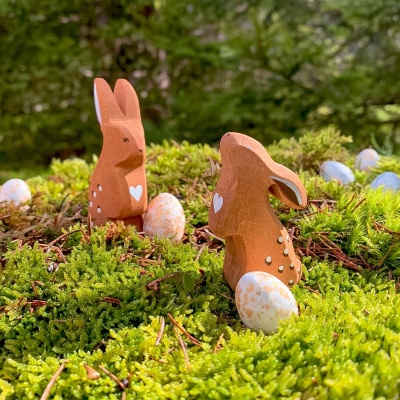 A Curious Rabbit wooden toy, its detailed design by BumbuToys inviting engagement and storytelling.