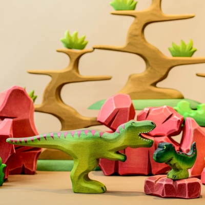 Sustainable, hand-painted wooden T-Rex toy for children