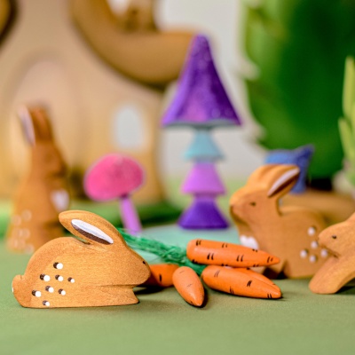 The Sitting Rabbit, a sustainable wooden creation by BumbuToys, exuding the warmth of handcrafted art.