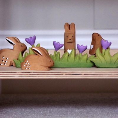A thoughtfully designed Sitting Rabbit by BumbuToys, representing the peaceful side of the forest.