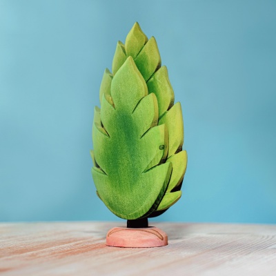 Majestic hand-painted wooden thuja, bringing the forest's vibrance indoors.