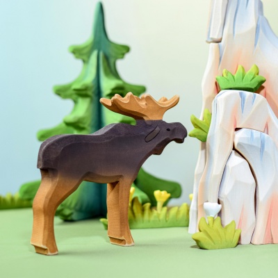 Wooden Moose Family by BumbuToys - A Tribute to Forest Wildlife