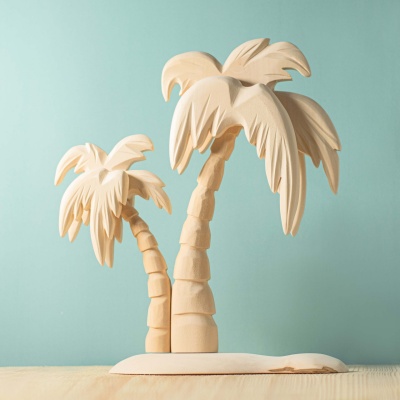 Raw wooden Palm Tree figurine by BumbuToys, ideal for creative DIY projects