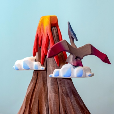Artistic representation of the Pteranodon toy in a prehistoric landscape