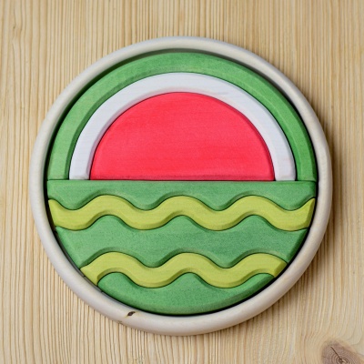BumbuToys Round Puzzle Watermelon - Bright and Eco-Friendly