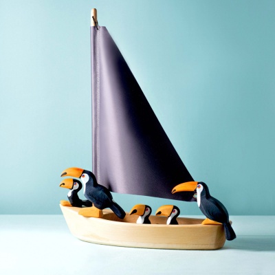 The Anthracite Sailing Boat by BumbuToys, where eco-conscious materials meet design.