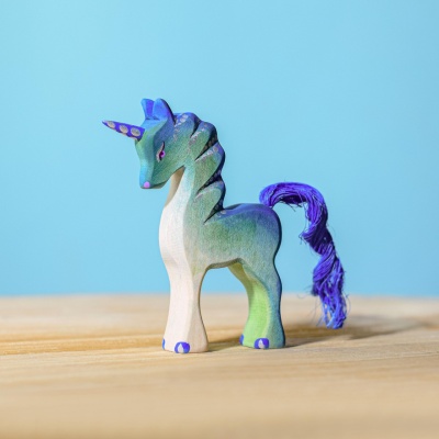 Sustainable Wooden Baby Unicorn in Soothing Green