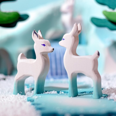 The White Blue Fawn by BumbuToys, a pastel woodland creature for imaginative playtime journeys
