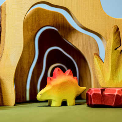 Vibrant Wooden Stegosaurus Baby for Play and Learning